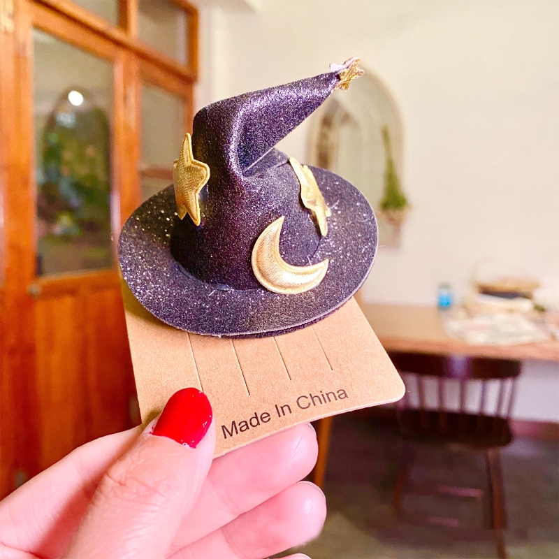 Leatherwork Pony - Children Mini Witch Hat Hair Clip