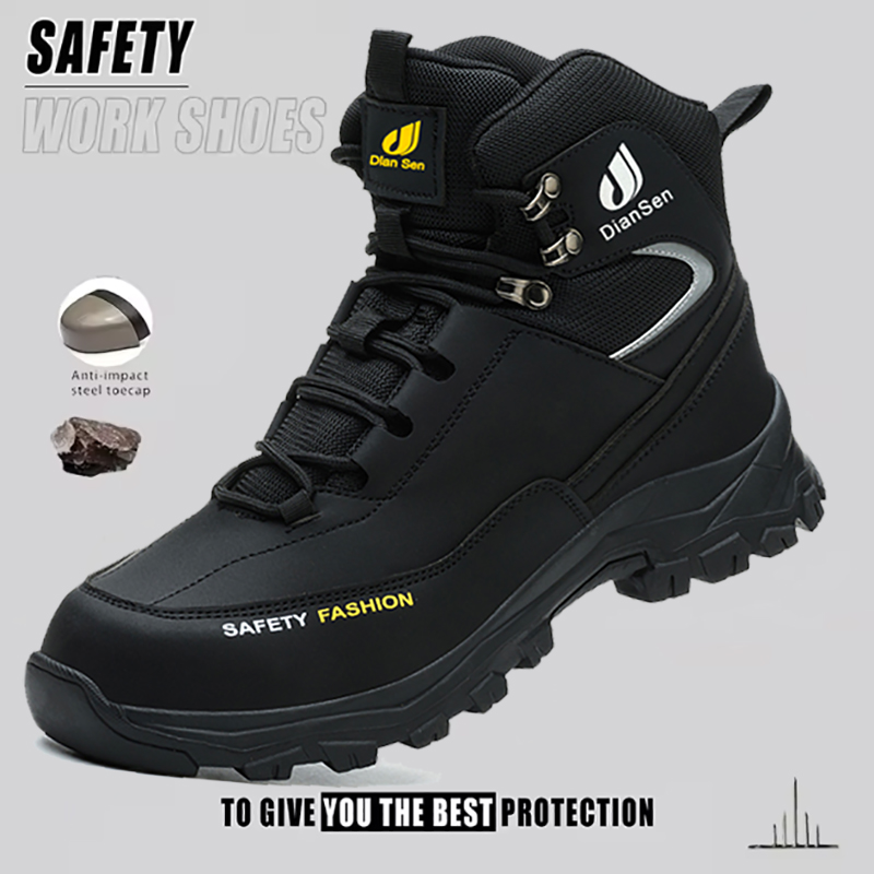 Mens Work Shoes Steel Toe Boot - Leather Work Fabric recension och pris