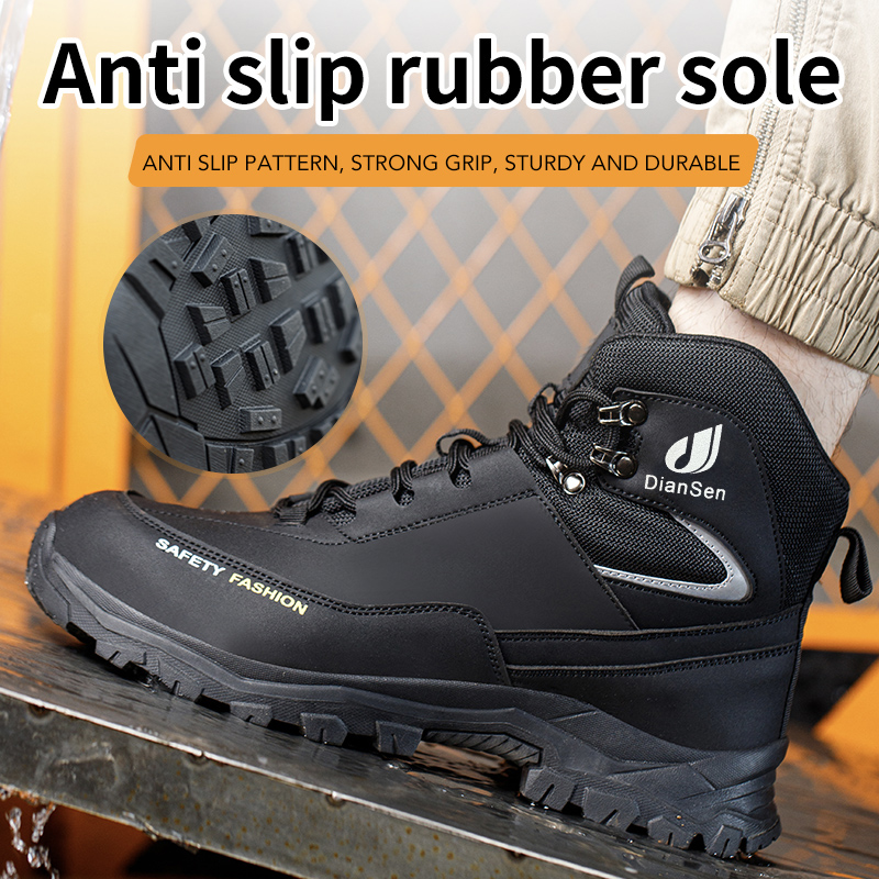 Mens Work Shoes Steel Toe Boot - Leather Work Fabric recension och pris