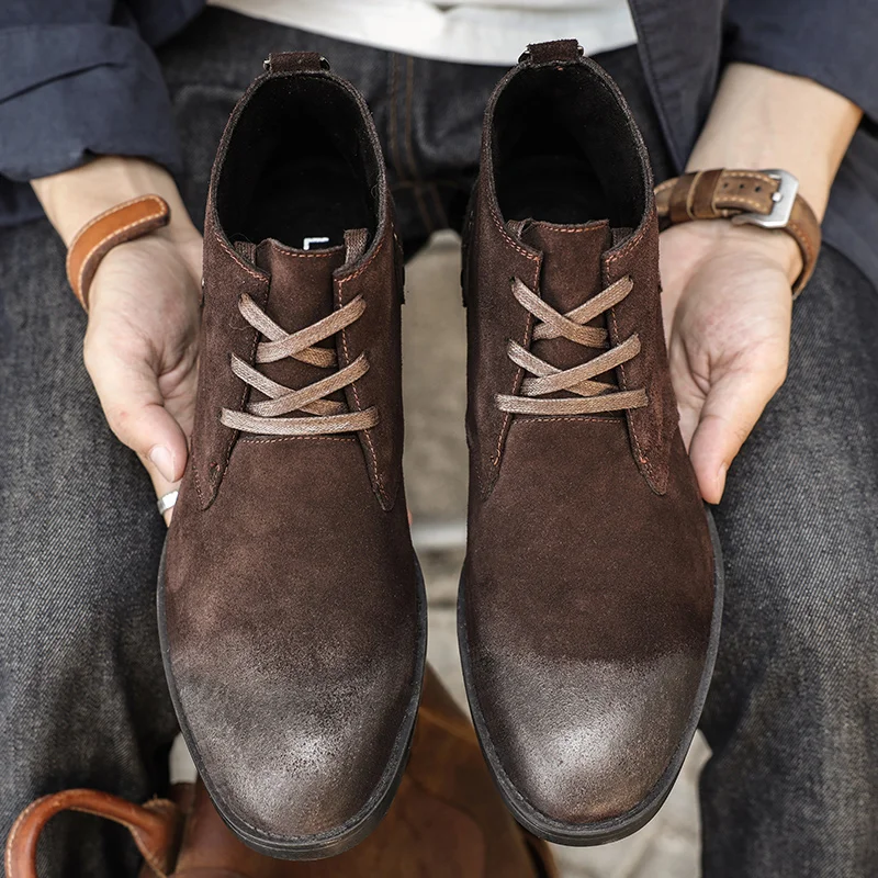 New Cow Suede Ankle Boots Hand - Leatherwork Boots recension och pris