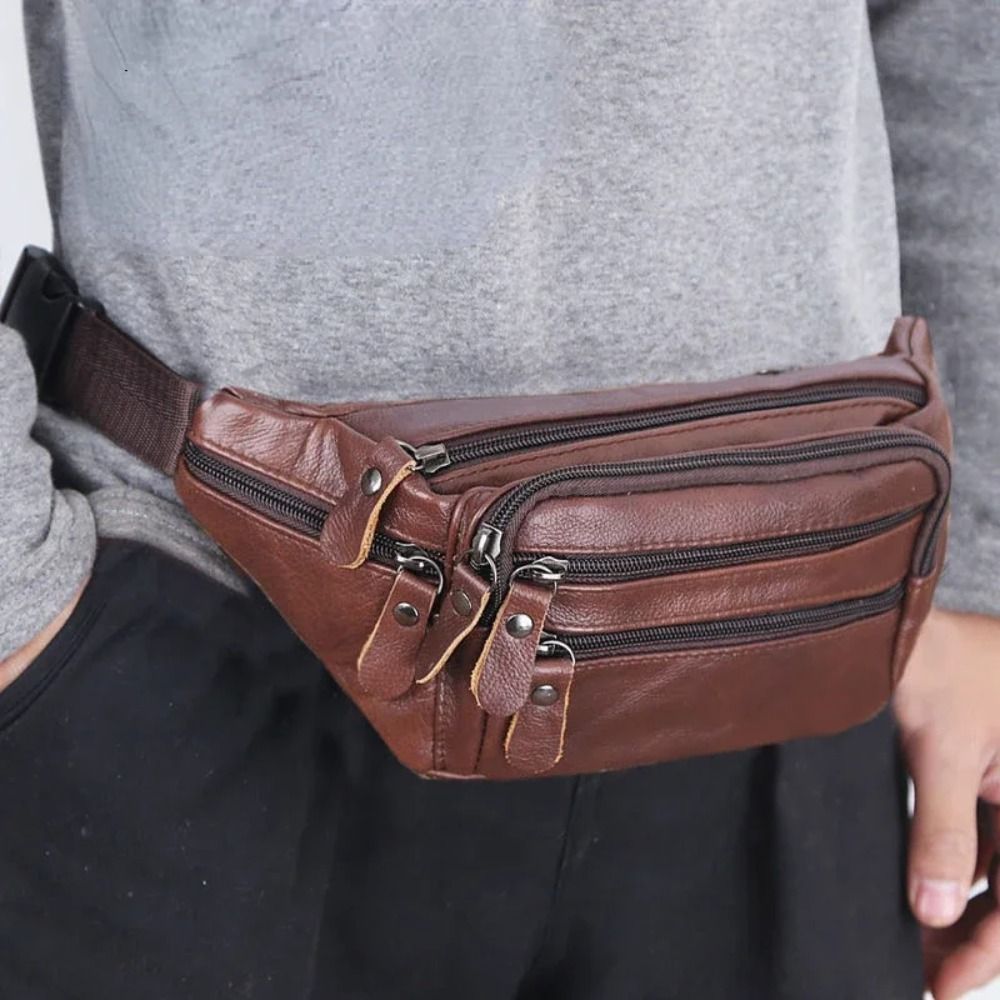 Zipper PU Leather Men's Waist  - Leatherwork Wallet recension och pris