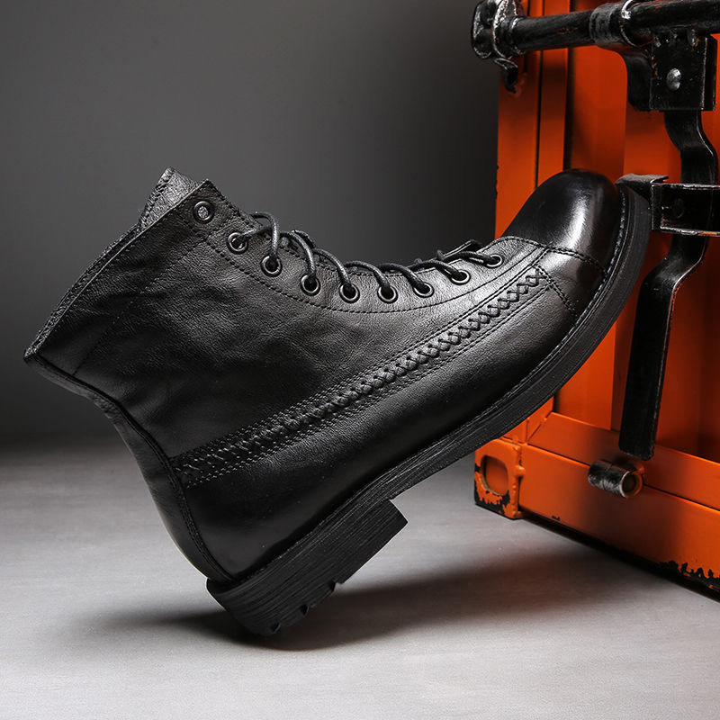 2026 Mens Ankle Boots Classic  - Leather Work Fabric recension och pris