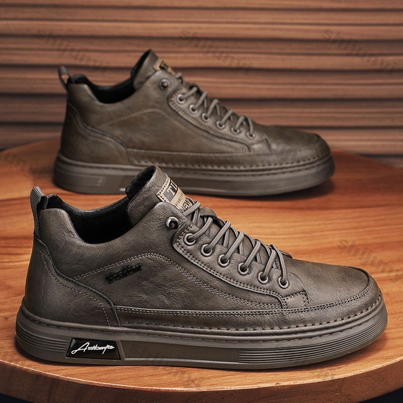 Men Ankle Boots Black PU Leath - Leather Work Fabric recension och pris